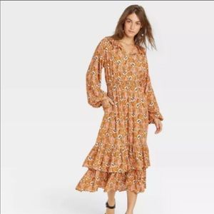 NWT Balloon Long Sleeve Ruffle Collar Dress